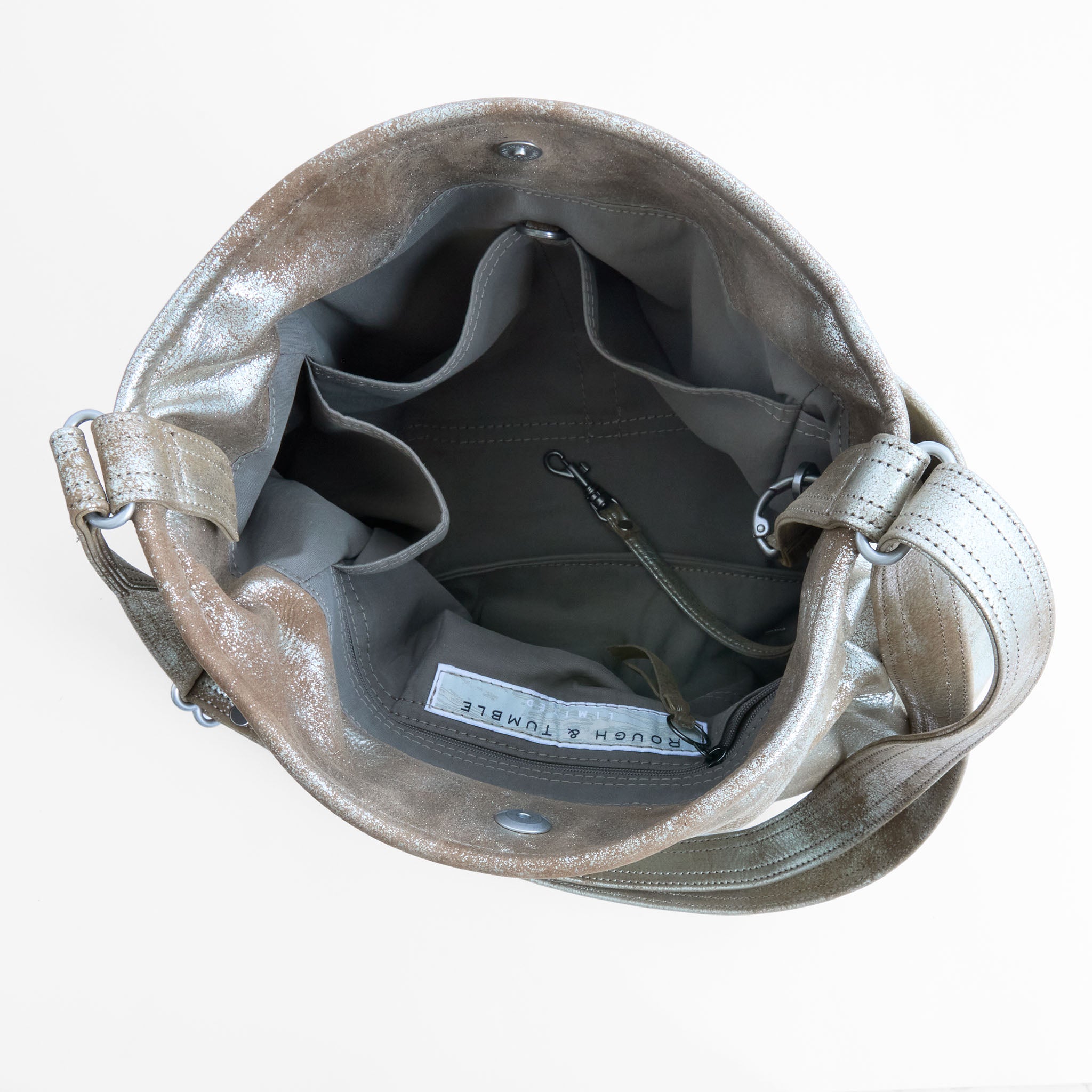 bucket in double gilded mink, showcasing interior