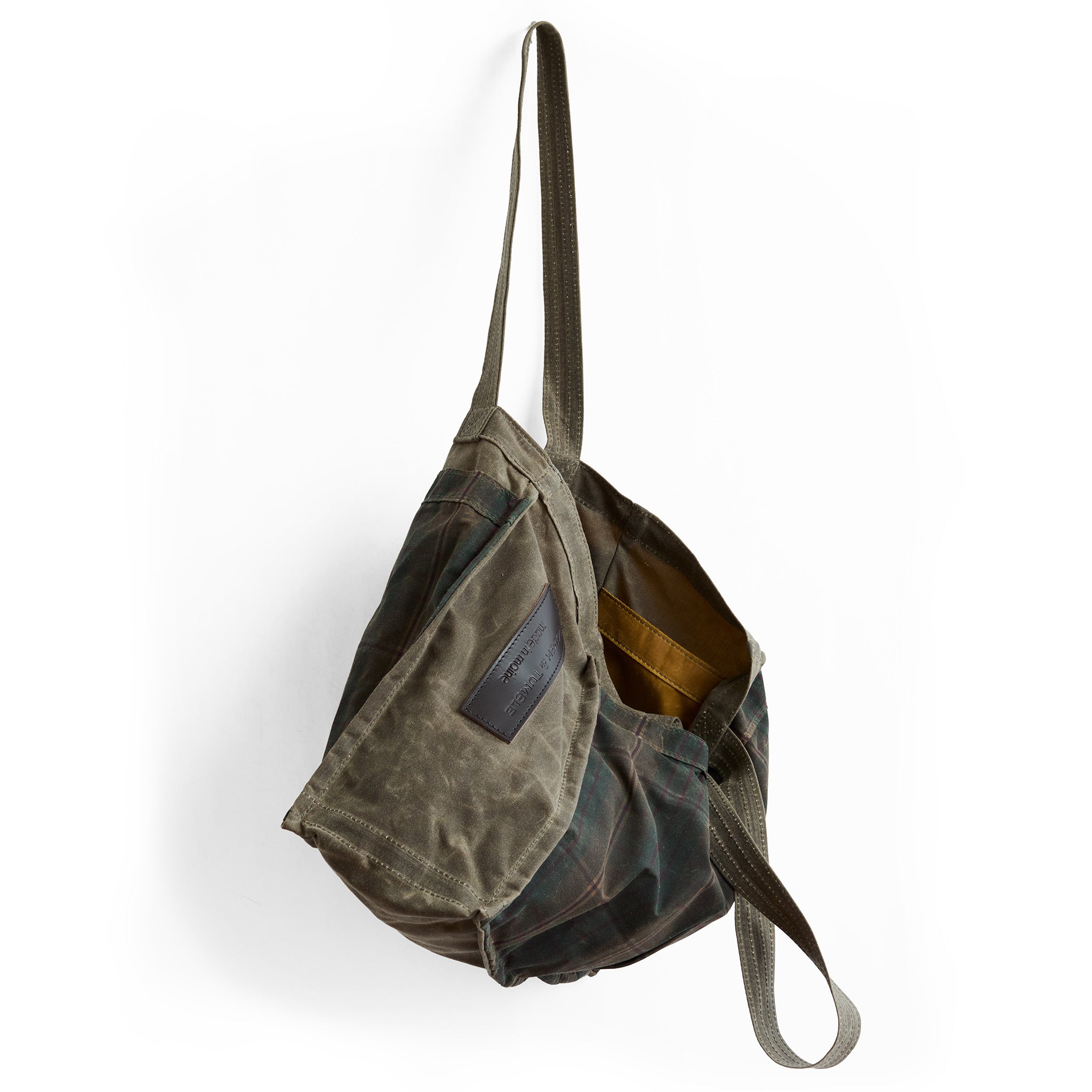 large treki in plaid and dark oak canvas