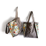 dark oak waxed canvas + poppy fields natural